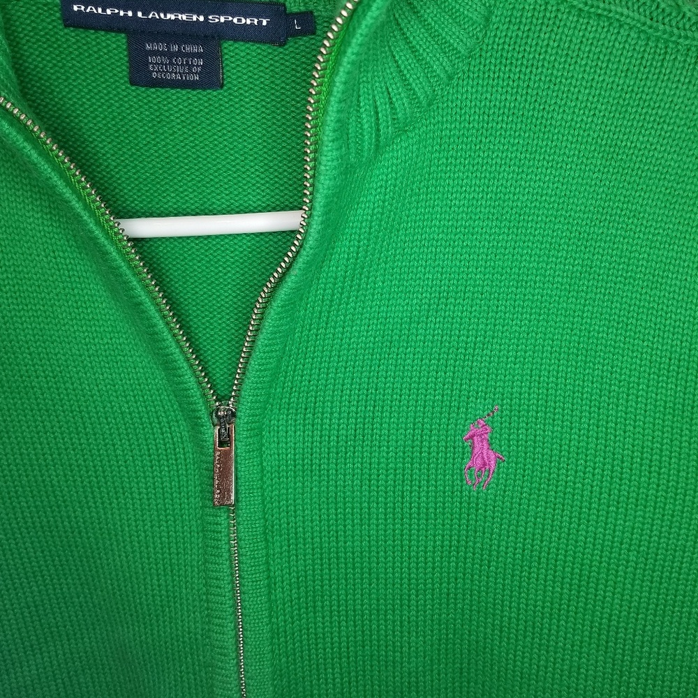 Ralph Lauren blue label zip up sweater size Large